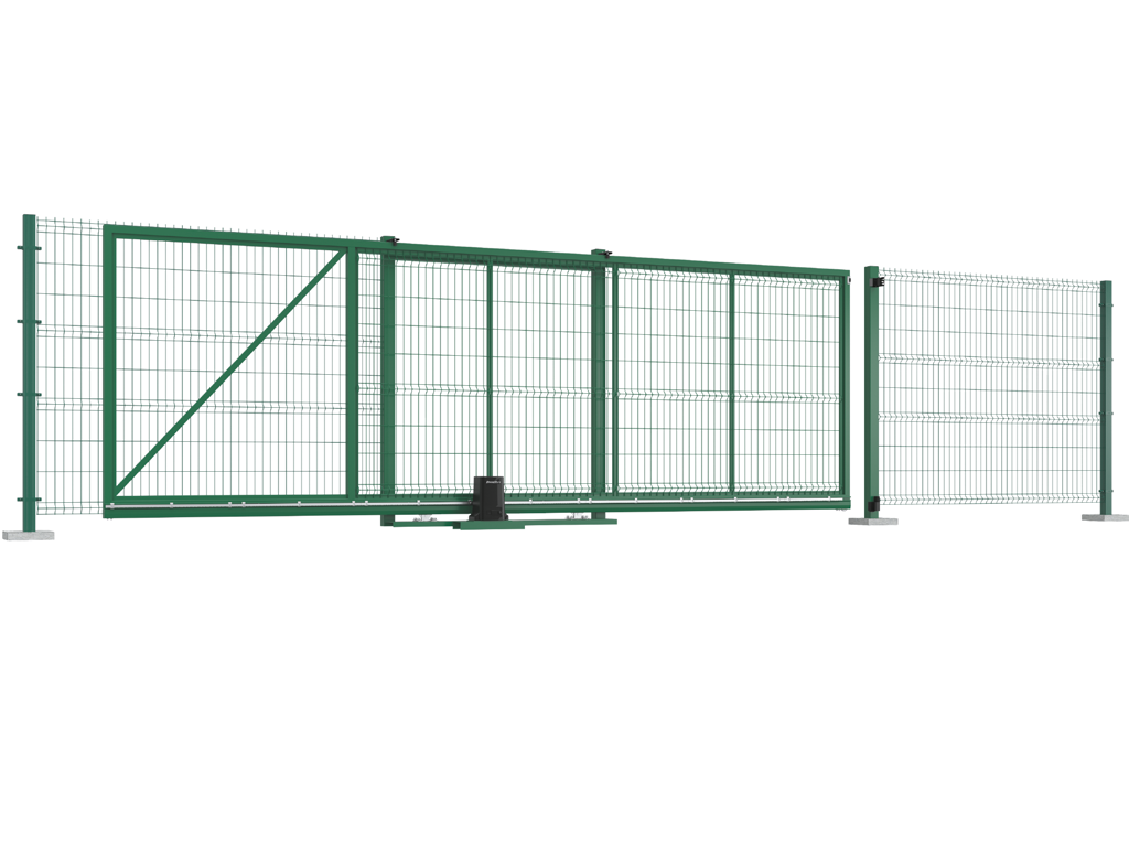 Po‘lat romli va payvandlangan to‘r bilan to‘ldirilgan siljiydigan darvozalar